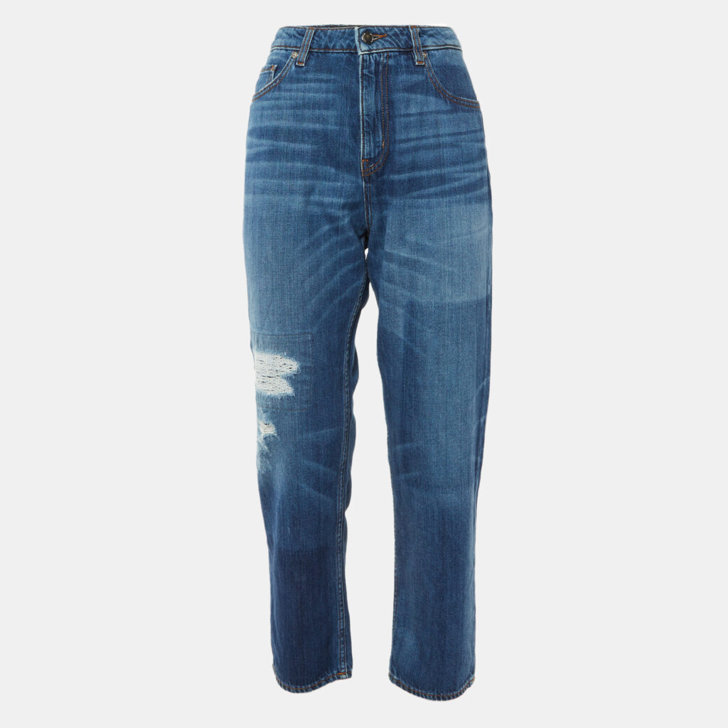 luxury-women-love-moschino-used-clothes-p1116207-001 Love Moschino Blue Distressed Denim Regular Fit Jeans M/Waist 32"