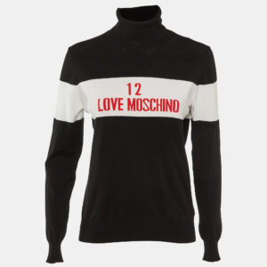 Love Moschino Black Logo Knit Turtle Neck Sweater M