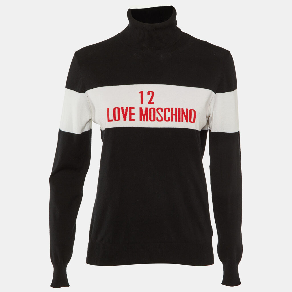 luxury-women-love-moschino-used-clothes-p1141967-003 Love Moschino Black Logo Knit Turtle Neck Sweater M