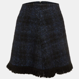 love moschino navy blue tweed fringed mini skirt m