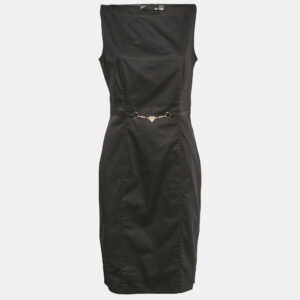 Love Moschino Black Cotton Waist Metal Embellished Short Dress L