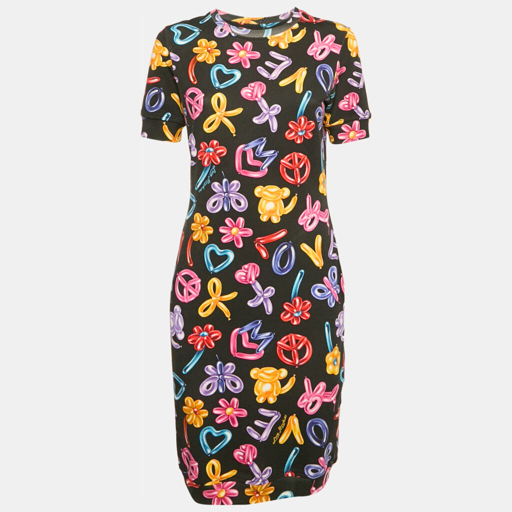 luxury-women-love-moschino-used-clothes-p1155641-004 Love Moschino Black Printed Cotton Knit Short Dress S