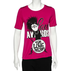 Love Moschino Magenta Printed Modal Knit T-Shirt S