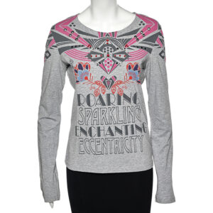 Love Moschino Grey Printed Cotton Long Sleeve T-Shirt L