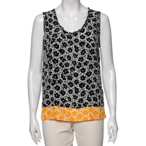 Love Moschino White Floral Printed Silk Embroidered Trim Top M