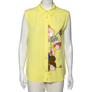 Love Moschino Yellow Printed Sleeveless Shirt L