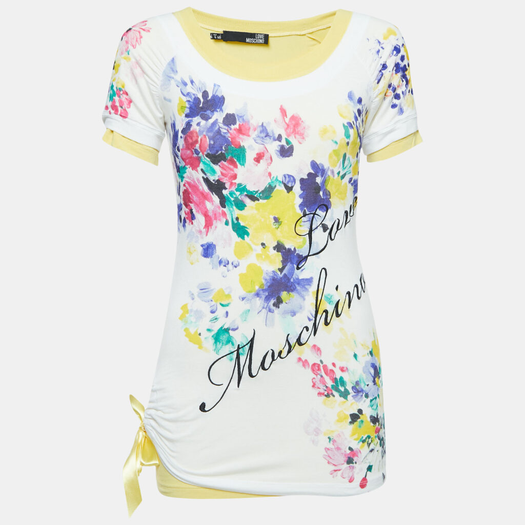luxury-women-love-moschino-used-clothes-p886321-006 Love Moschino Multicolor Floral Print Knit Inlay T-Shirt S