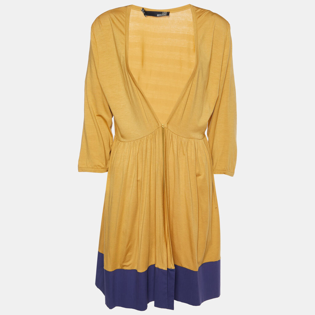 luxury-women-love-moschino-used-clothes-p887802-001 Love Moschino Yellow Knit Hook Front Shrug L