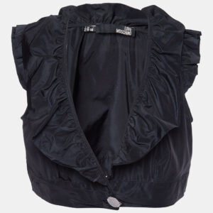 Love Moschino Black Synthetic Ruffled Sleeveless Cropped Shrug L