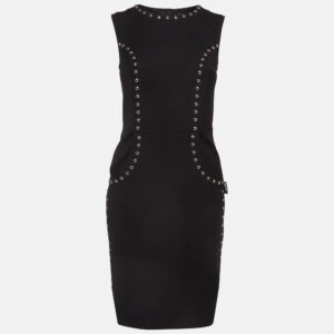 Love Moschino Black Studded Gabardine Sheath Dress S
