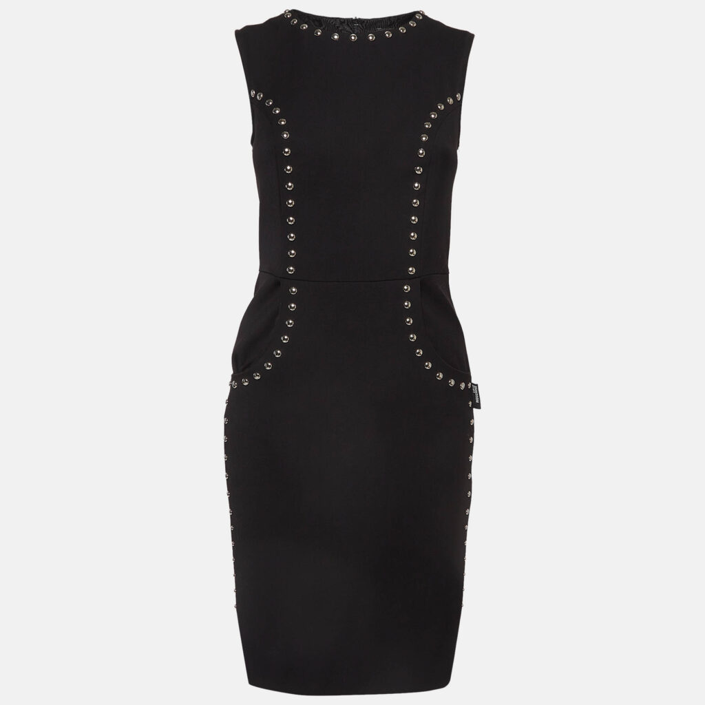 luxury-women-love-moschino-used-clothes-p976307-001 Love Moschino Black Studded Gabardine Sheath Dress S