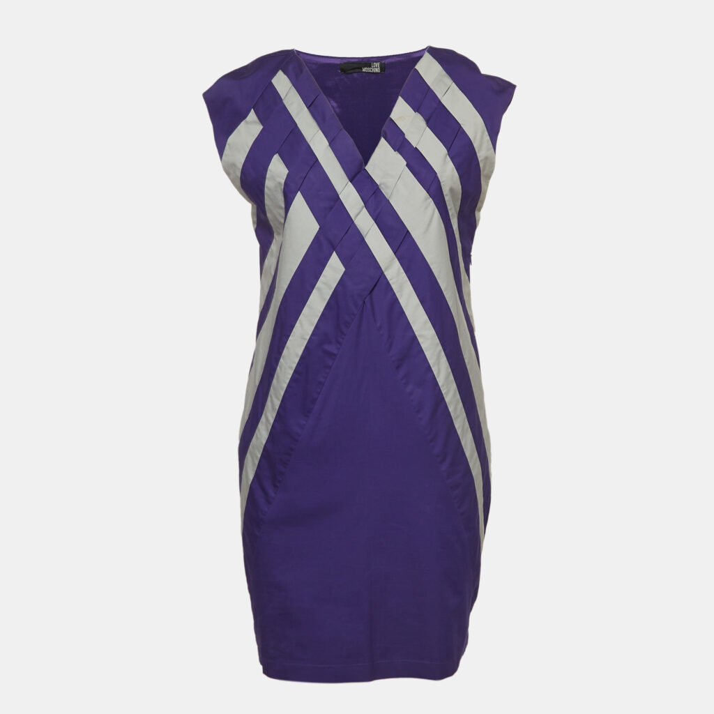luxury-women-love-moschino-used-clothes-p995668-001 Love Moschino Purple Poplin Braided Detail Shift Dress M