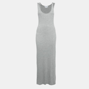 Lovers and Friends Grey Rib Knit Cut-Out Detail Sleeveless Maxi Dress M