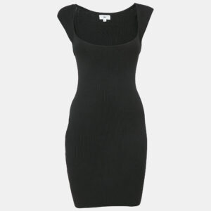 LPA Black Rib Knit Cap Sleeve Short Dress M
