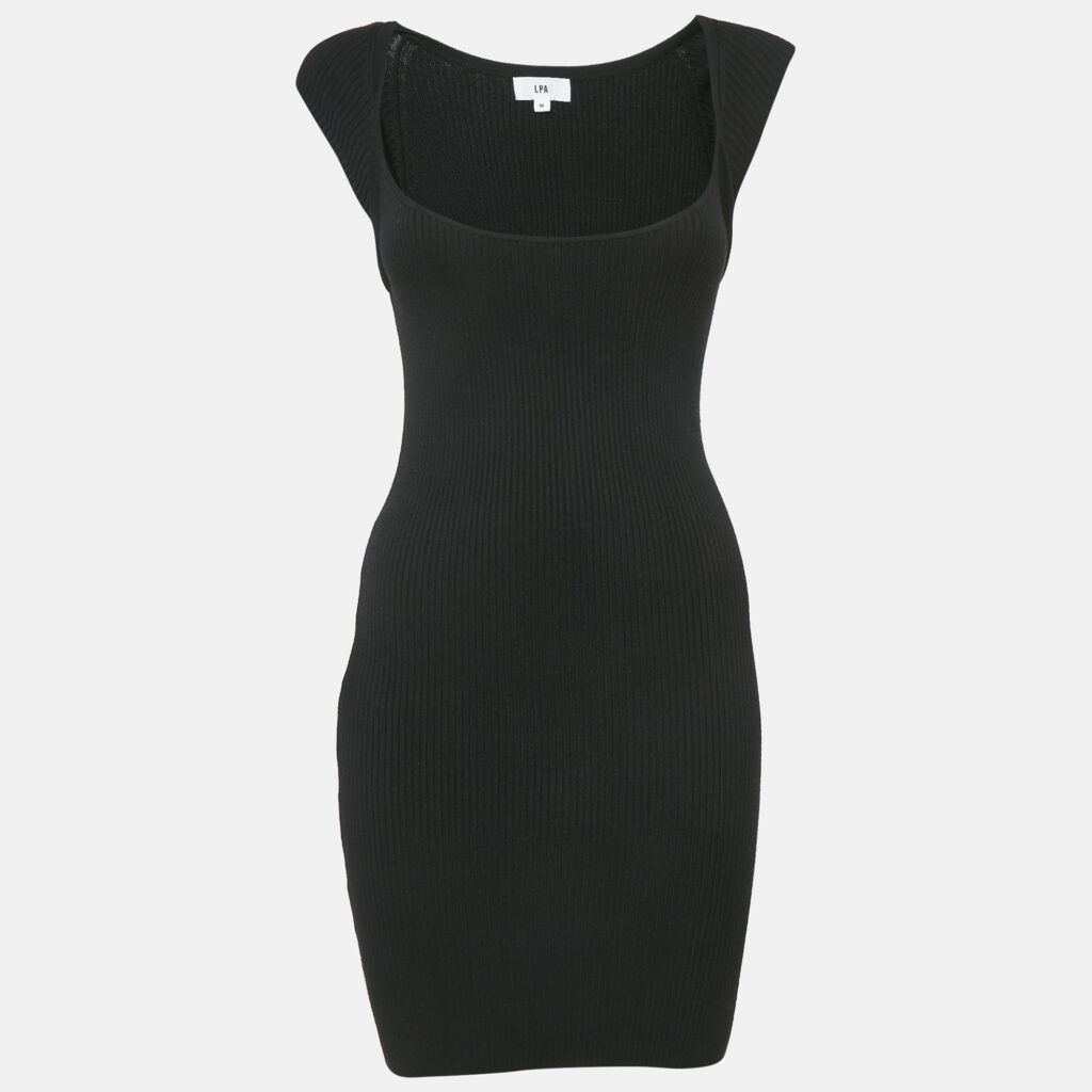luxury-women-lpa-used-clothes-p1108713-005 LPA Black Rib Knit Cap Sleeve Short Dress M