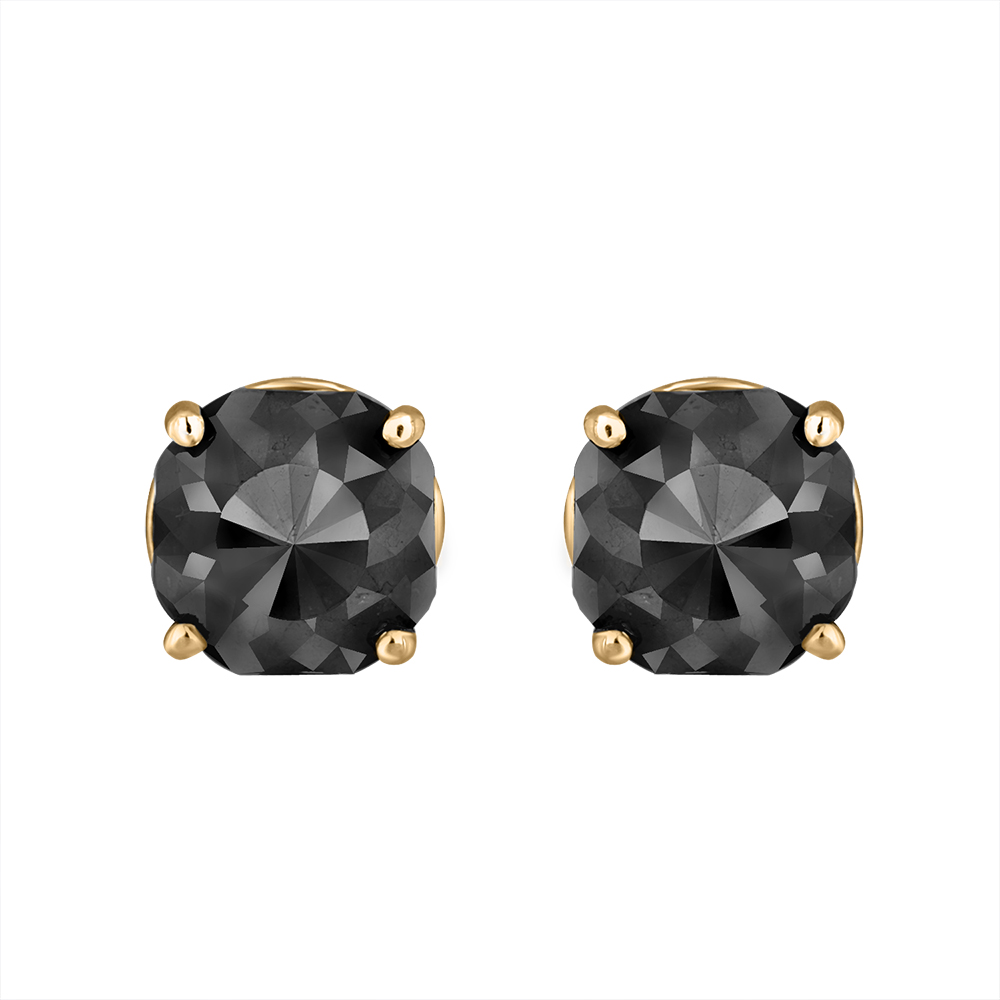 14K Yellow Gold Black Stone Stud Earrings (Appox 4.00 cts)