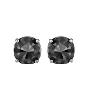 14K White Gold Black Stone Stud Earrings (Appox 5.00 cts)