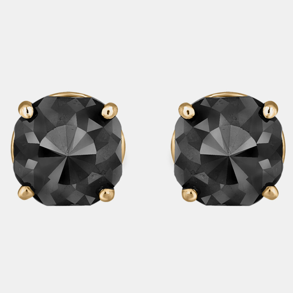14K Yellow Gold Black Stone Stud Earrings (Appox 5.00 cts)