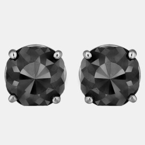 14K White Gold Black Stone Stud Earrings (Appox 6.00 cts)