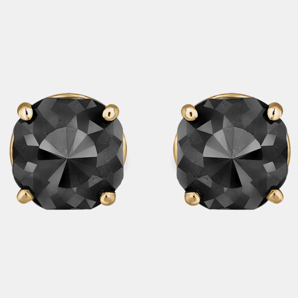 14K Yellow Gold Black Stone Stud Earrings (Appox 6.00 cts)