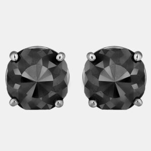 14K White Gold Black Stone Stud Earrings (Appox 7.00 cts)
