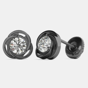 14K White Gold/Black Rhodium Natural Diamond Earrings (1/2 Ctw)