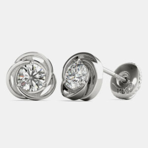 14K White Gold Solitaire Natural Diamond Stud Earrings (1/2 Ctw)