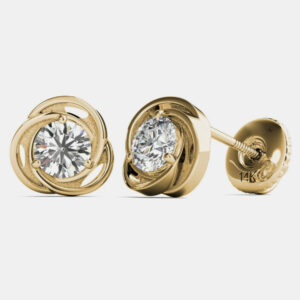 14K Yellow Gold Solitaire Natural Diamond Stud Earrings (1/2 Ctw)