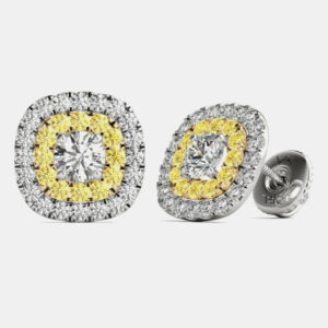 14K Gold Natural Diamond Double Halo Screw Back Earrings (1.00 Ctw)