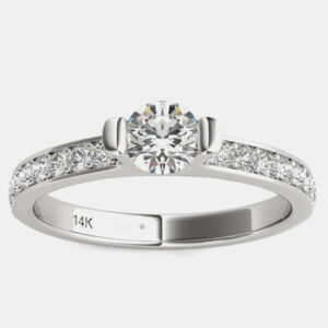 14K White Gold Natural Diamond Engagement Ring (2/3 Ctw) US 7