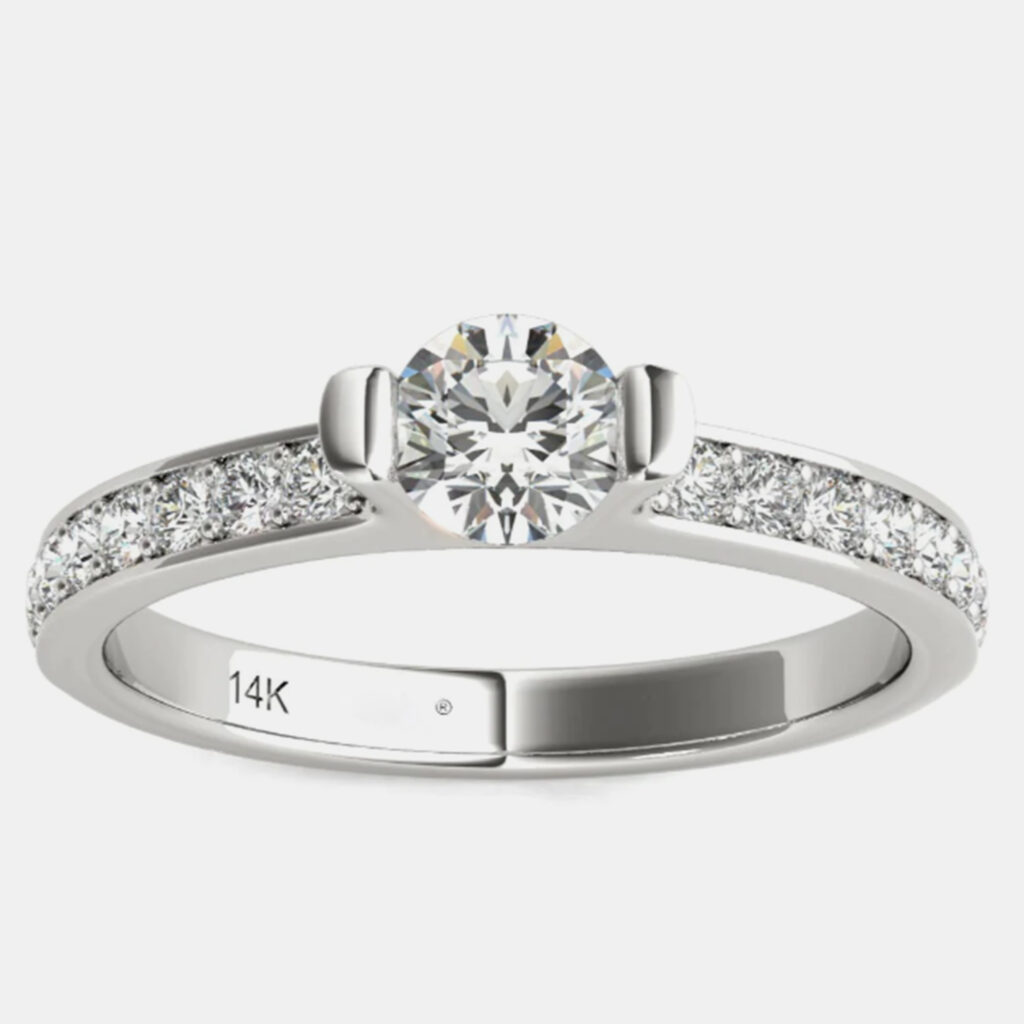14K White Gold Natural Diamond Engagement Ring (2/3 Ctw) US 7