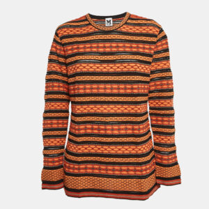 M Missoni Orange/Black Patterned Knit Long Sleeve Top L