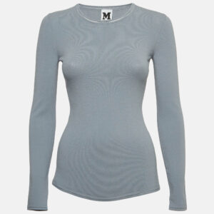 M Missoni Grey Stretch Knit Long Sleeve Sweatshirt L