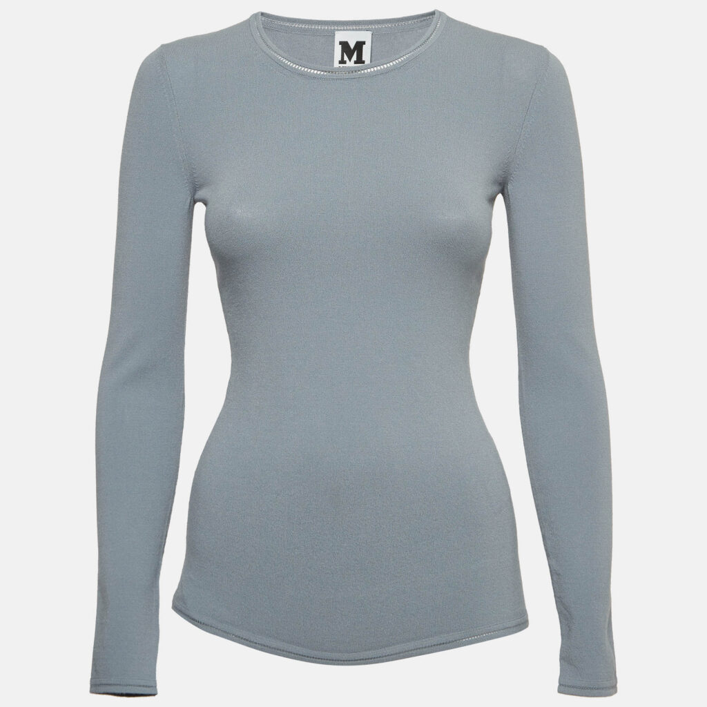 M Missoni Grey Stretch Knit Long Sleeve Sweatshirt L