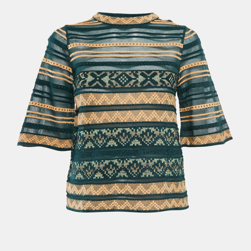 luxury-women-m-missoni-new-clothes-p1094153-006 M Missoni Green Patterned Knit Top S