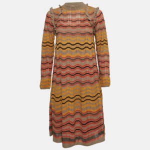 M Missoni Multicolor Patterned Knit Ruffled Midi Dress M