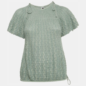 M Missoni Green Textured Lurex Knit Top L