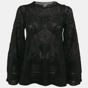 M Missoni Black Patterned Knit Round Neck Full Sleeve Top S
