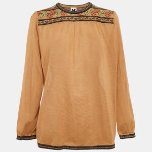 M Missoni Brown Wool Blend Patterned Knit Top L