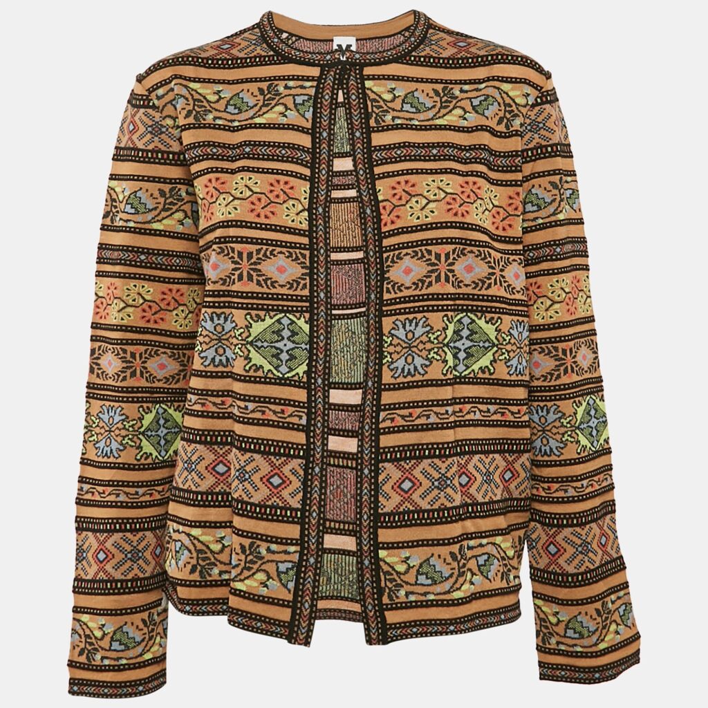 luxury-women-m-missoni-new-clothes-p1110795-003 M Missoni Multicolor/Brown Wool Blend Full Sleeve Cardigan L