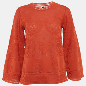 M Missoni Burnt Orange Floral Knit Long Sleeve Top M