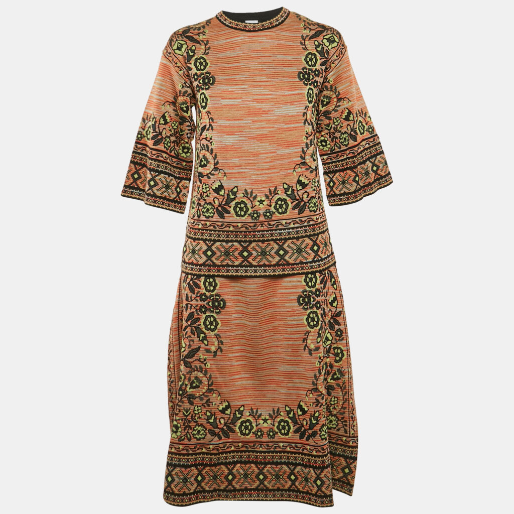 M Missoni Multicolor Patterned Knit Top and Midi Skirt Set S/L