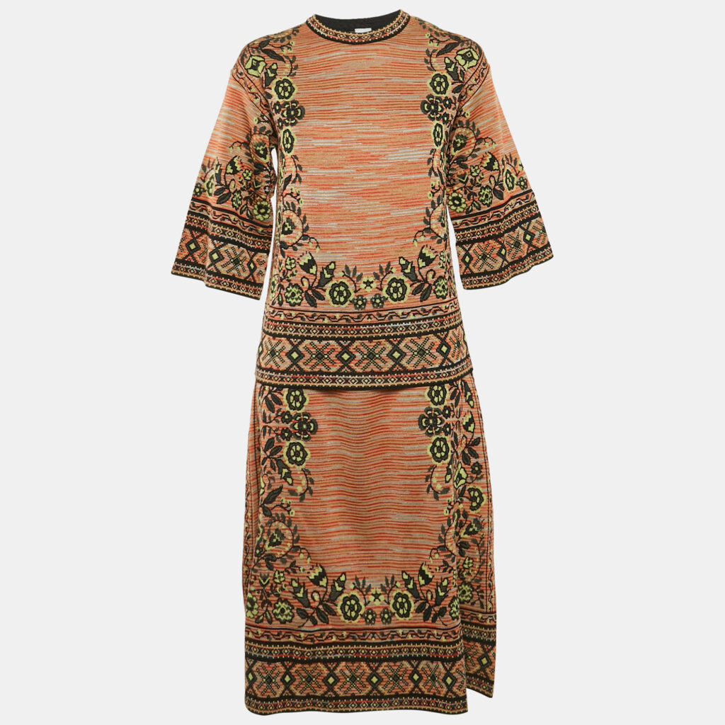 M Missoni Multicolor Wool Blend Patterned Knit Top and Midi Skirt Set M/S