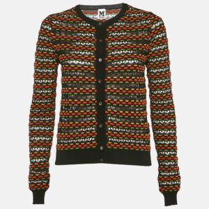 M Missoni Black/Brown Eyelet Patterned Knit Cardigan S