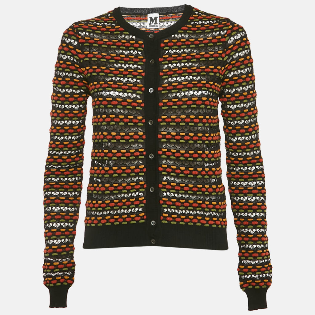 luxury-women-m-missoni-new-clothes-p1110852-005 M Missoni Black/Brown Eyelet Patterned Knit Cardigan S
