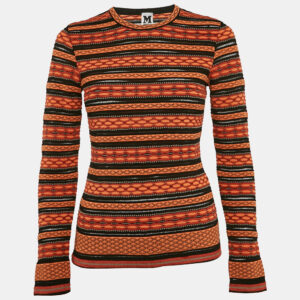 M Missoni Orange/Black Patterned Knit Top S