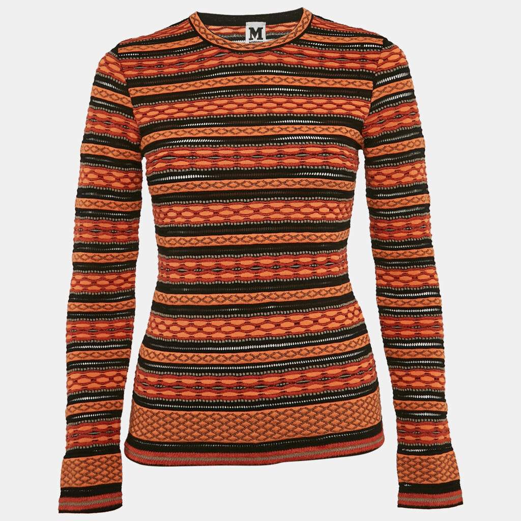 luxury-women-m-missoni-new-clothes-p1134060-004 M Missoni Orange/Black Patterned Knit Top S