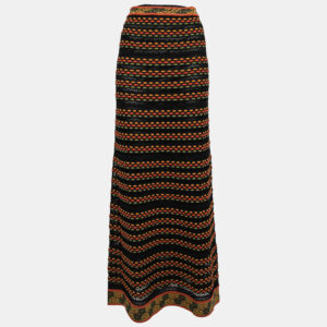 M Missoni Black/Green Patterned Knit Maxi Skirt S