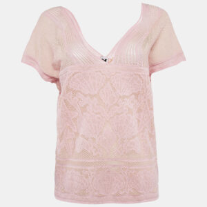 M Missoni Pink Floral Patterned Lurex Knit Top S