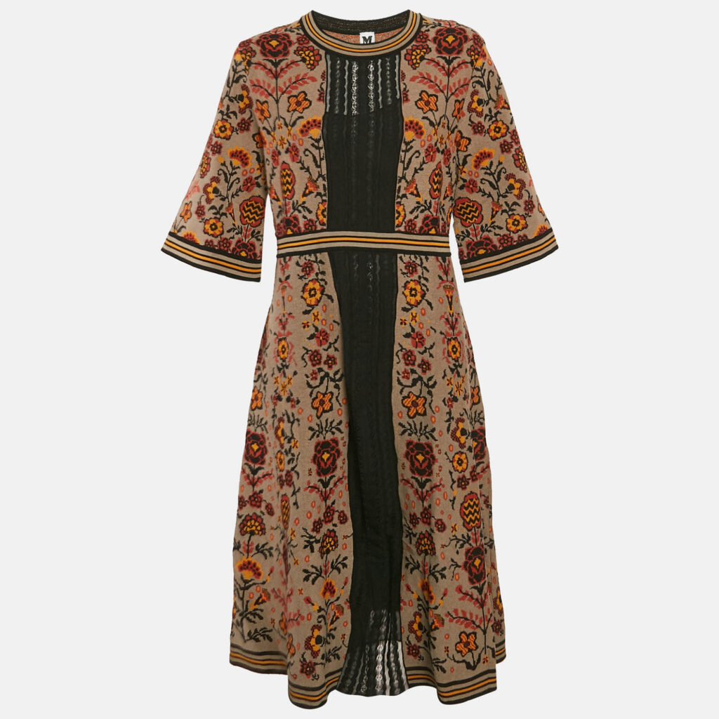 luxury-women-m-missoni-new-clothes-p1134354-004.jpg M Missoni Brown Floral Knit Midi Dress L